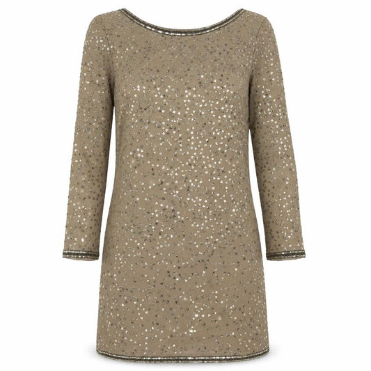 Phase Eight Womens Gold Polyester Shift Size 10 Round Neck Tie - Open Back