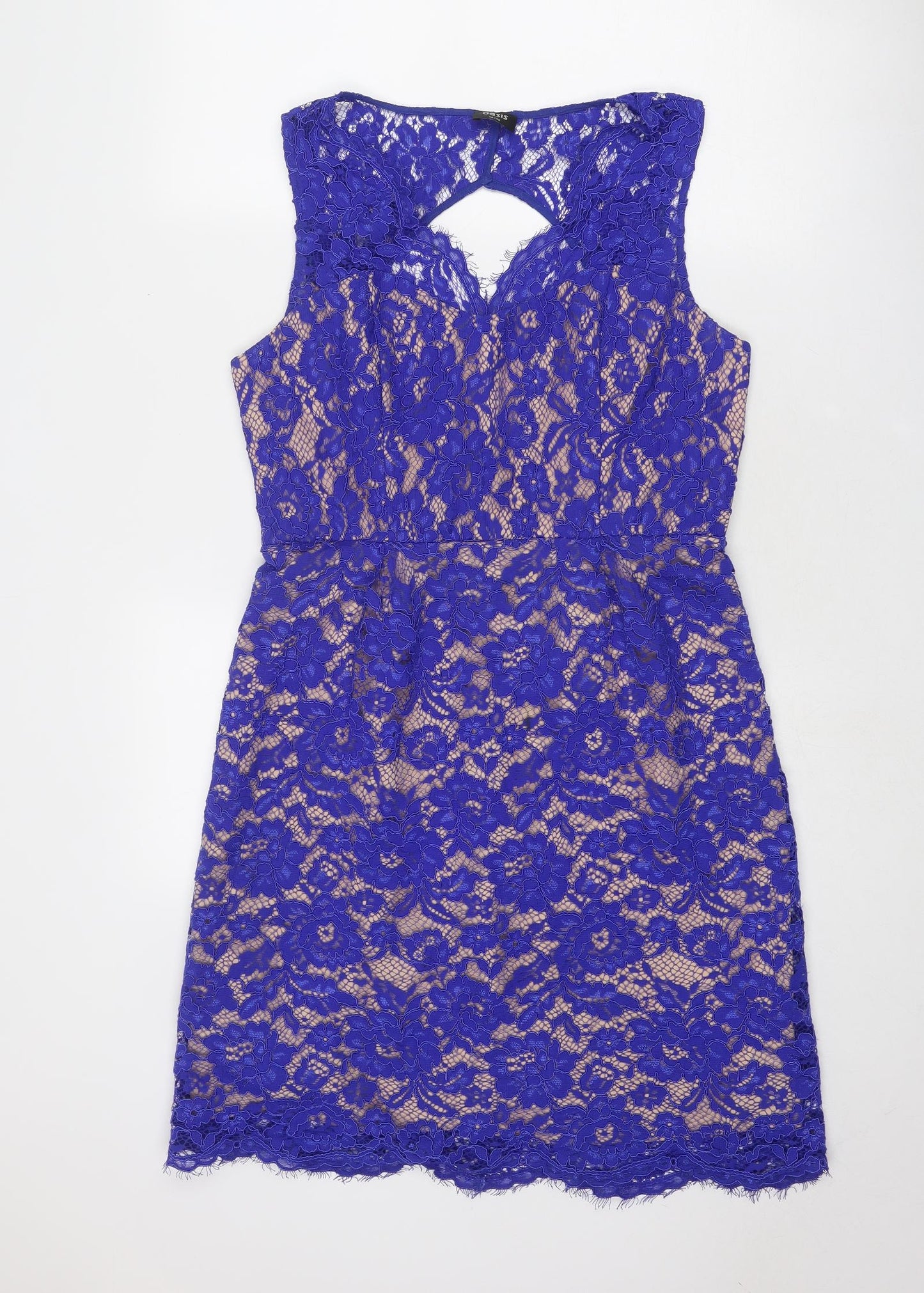 Oasis Womens Blue Polyamide Shift Size 14 V-Neck Zip