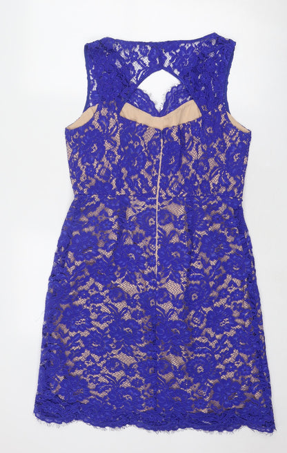 Oasis Womens Blue Polyamide Shift Size 14 V-Neck Zip
