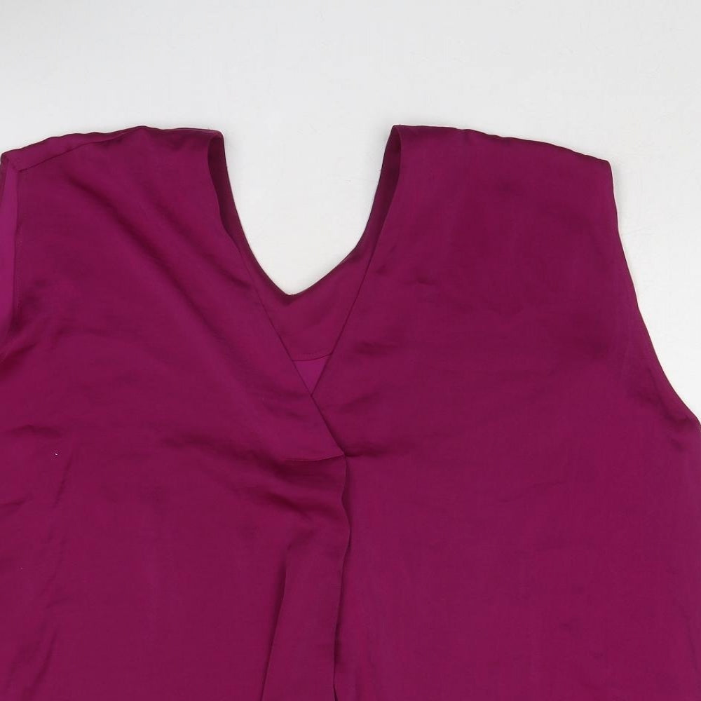 Marks and Spencer Womens Purple Polyester Basic Tank Size 20 V-Neck