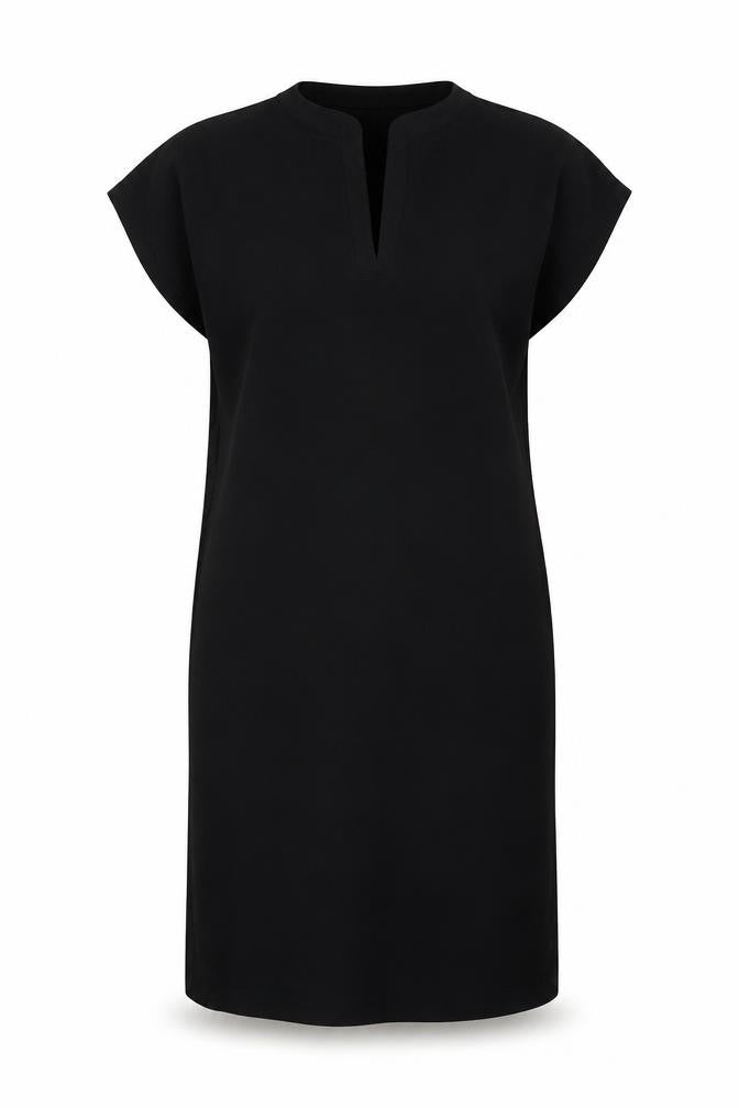 Topshop Womens Black Polyester T-Shirt Dress Size 8 V-Neck Pullover