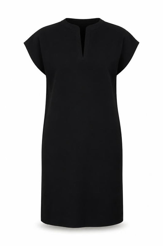 Topshop Womens Black Polyester T-Shirt Dress Size 8 V-Neck Pullover