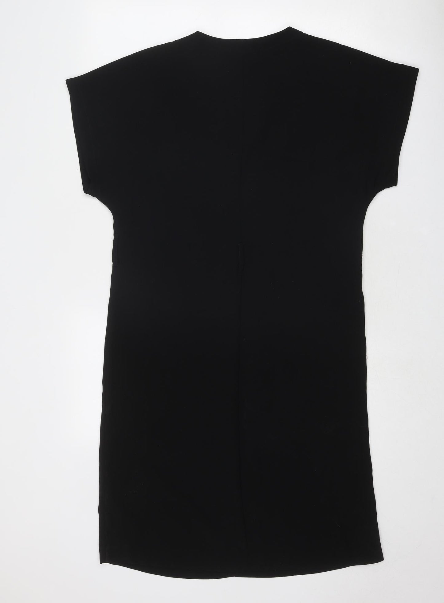 Topshop Womens Black Polyester T-Shirt Dress Size 8 V-Neck Pullover