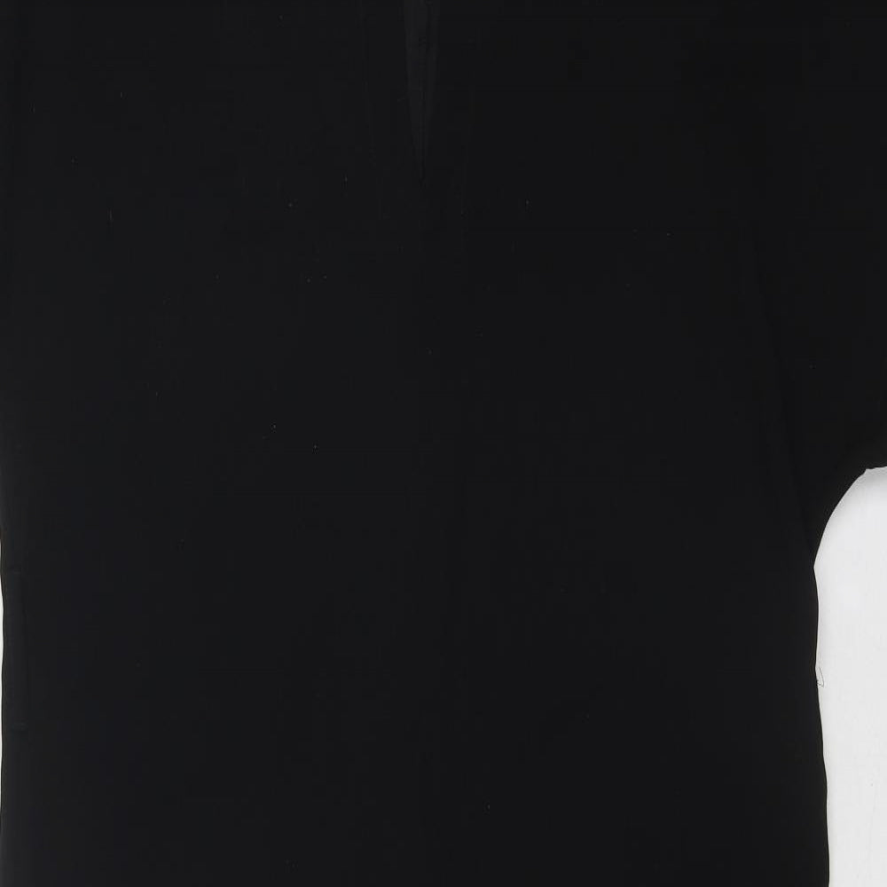 Topshop Womens Black Polyester T-Shirt Dress Size 8 V-Neck Pullover
