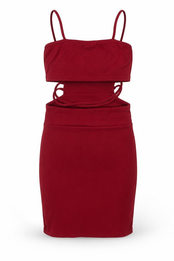 PRETTYLITTLETHING Womens Red Polyester Mini Size 8 Square Neck Pullover