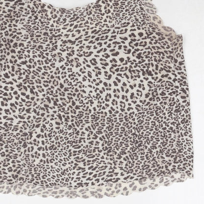 Internacionale Womens Grey Animal Print Polyester Basic Tank Size 10 Round Neck - Leopard Pattern