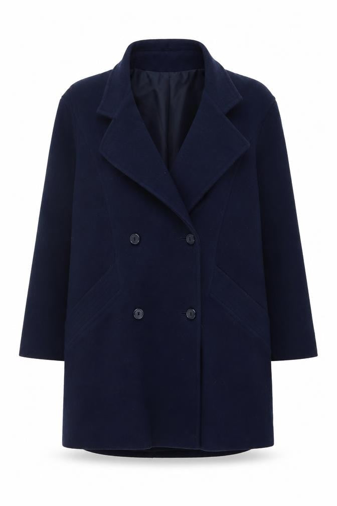 NuAge Womens Blue Pea Coat Coat Size 12 Button