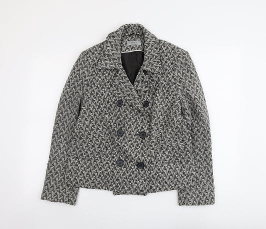 Marks and Spencer Womens Grey Geometric Jacket Blazer Size 16 Button