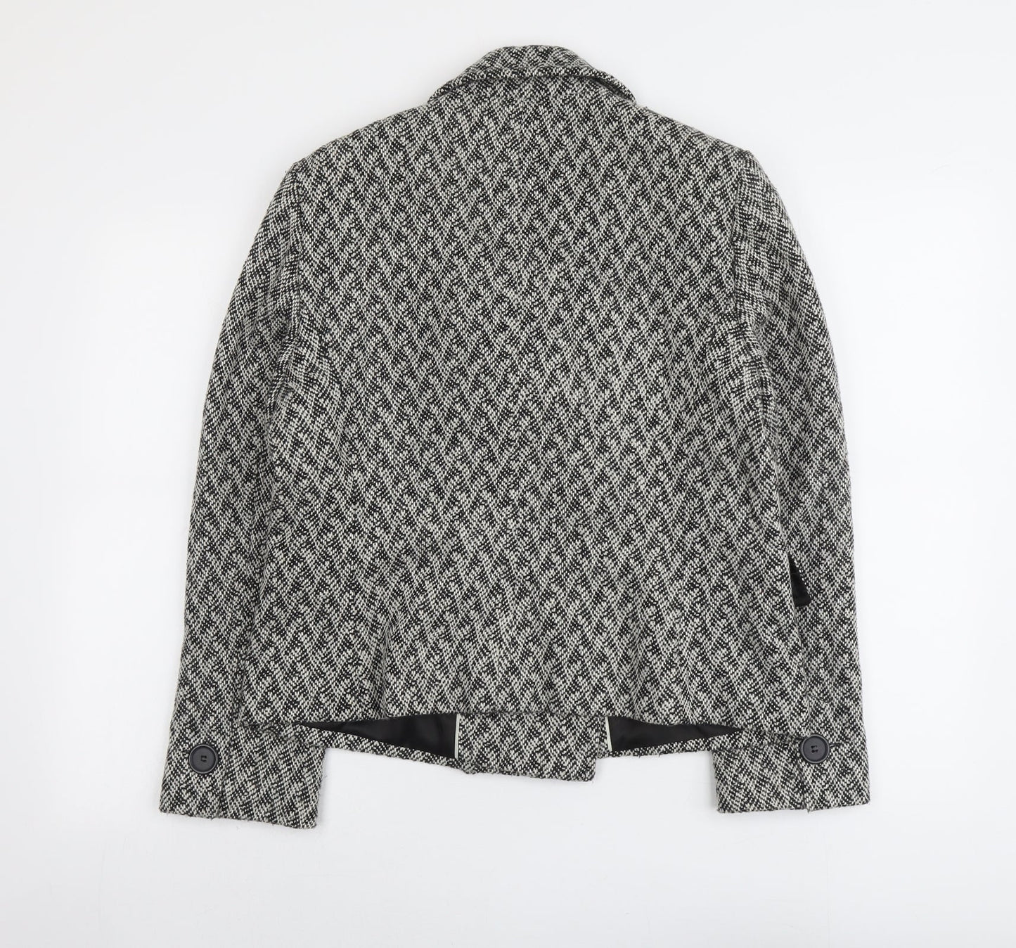 Marks and Spencer Womens Grey Geometric Jacket Blazer Size 16 Button