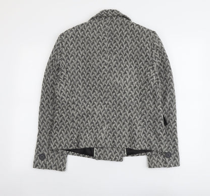 Marks & Spencer Womens Grey Geometric Jacket Blazer Size 16 Button