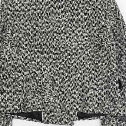 Marks & Spencer Womens Grey Geometric Jacket Blazer Size 16 Button