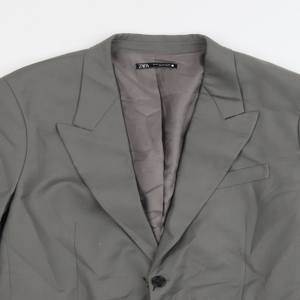 Zara Mens Grey Polyester Jacket Suit Jacket Size 42 Regular