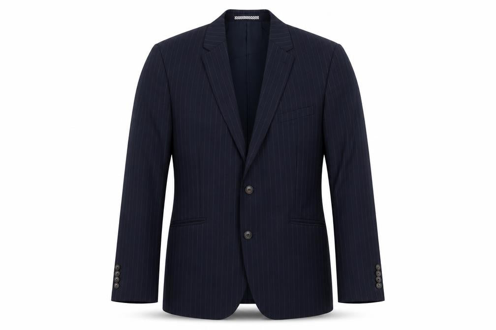 Marks & Spencer Mens Blue Striped Wool Jacket Suit Jacket Size 42 Regular