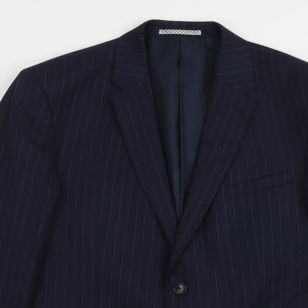 Marks and Spencer Mens Blue Striped Wool Jacket Suit Jacket Size 42 Regular