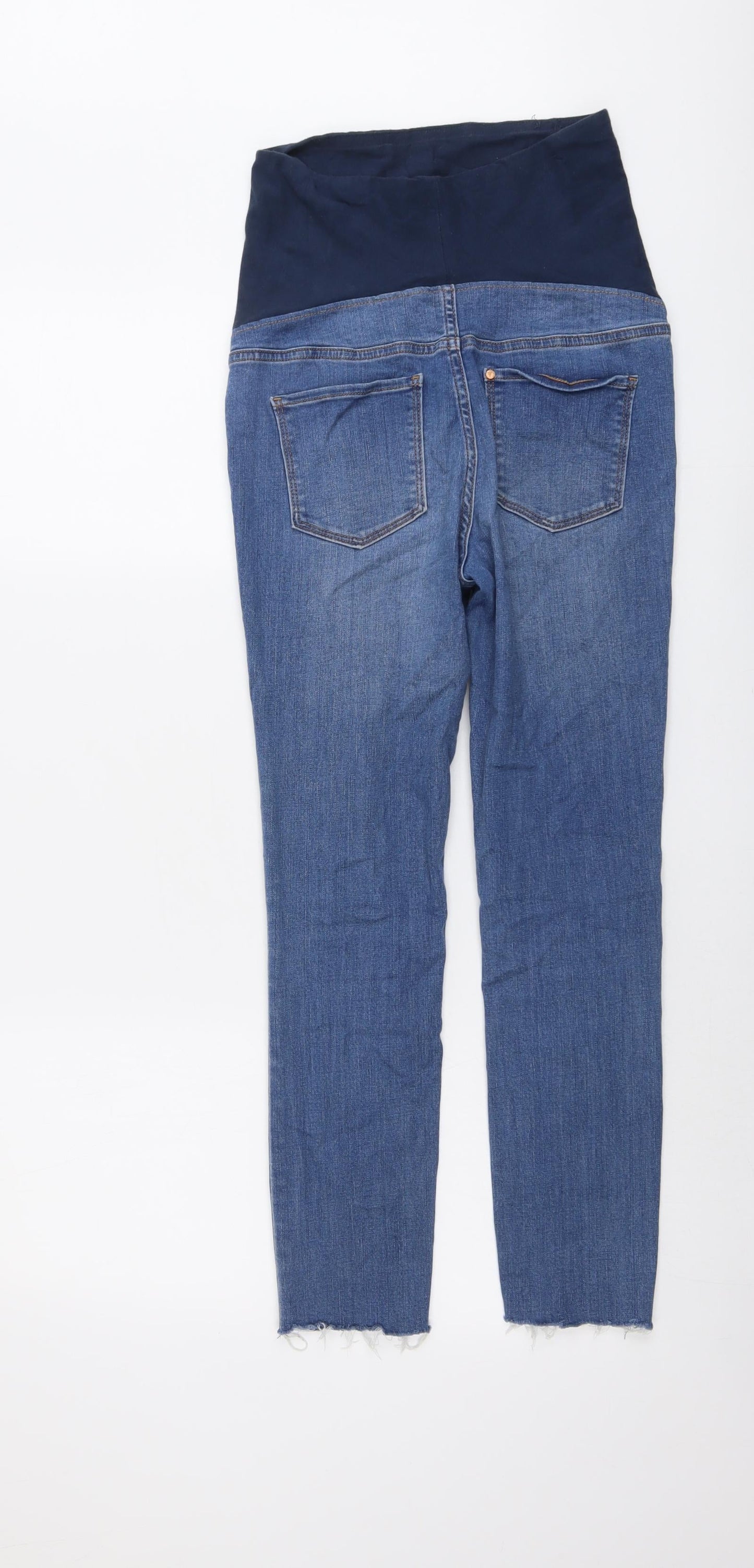 H&M Womens Blue Cotton Skinny Jeans Size S L25 in Regular - Frayed Hem