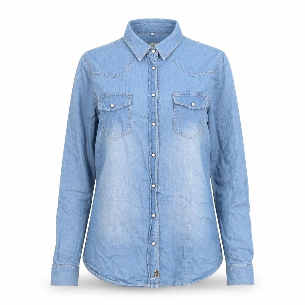 Clockhouse Womens Blue Cotton Basic Button-Up Size 6 Collared