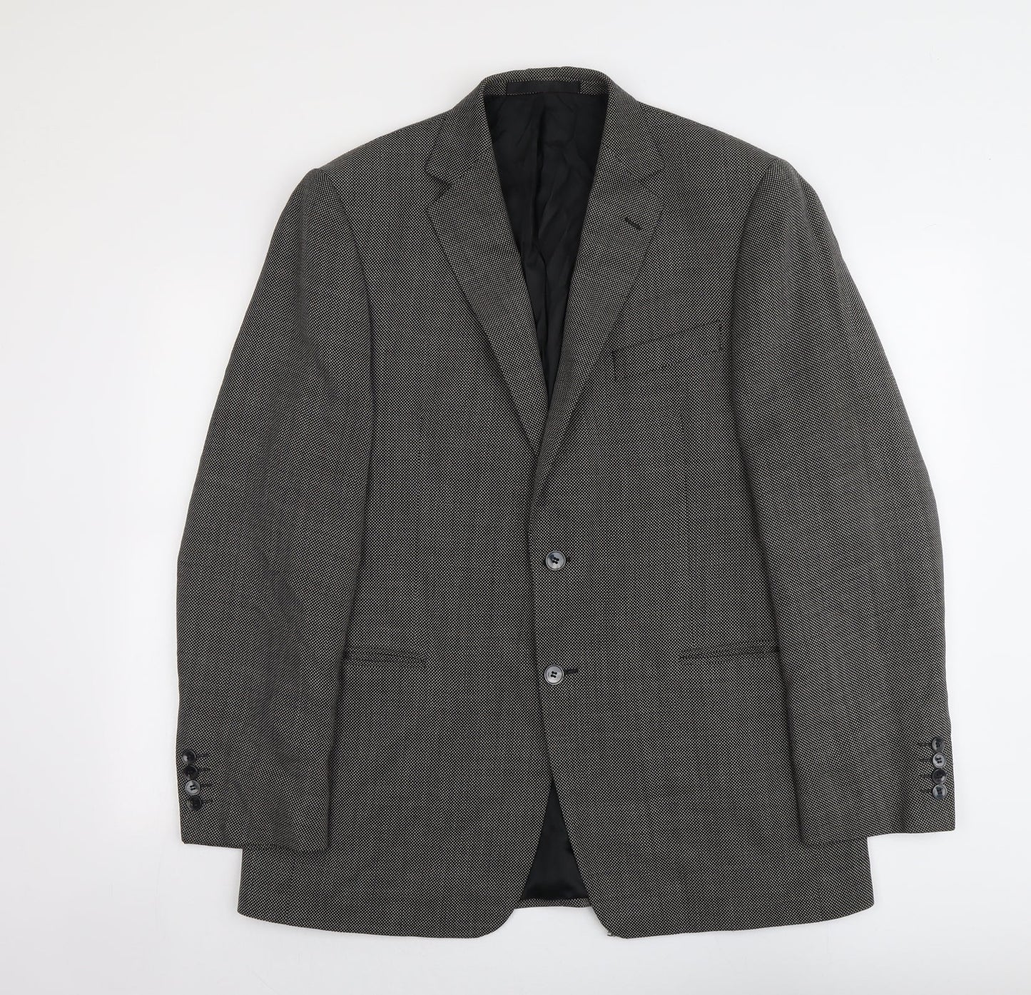 Marks and Spencer Mens Black Geometric Wool Jacket Suit Jacket Size 42 Regular