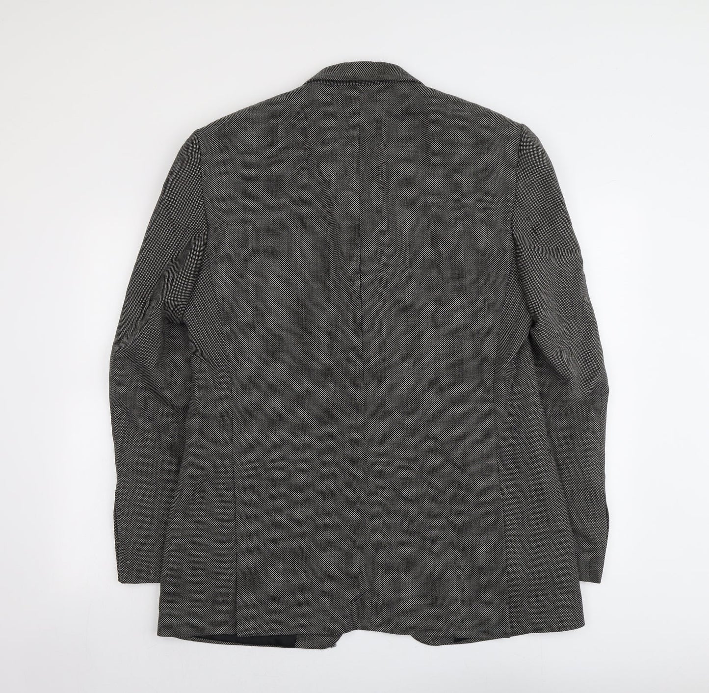 Marks and Spencer Mens Black Geometric Wool Jacket Suit Jacket Size 42 Regular
