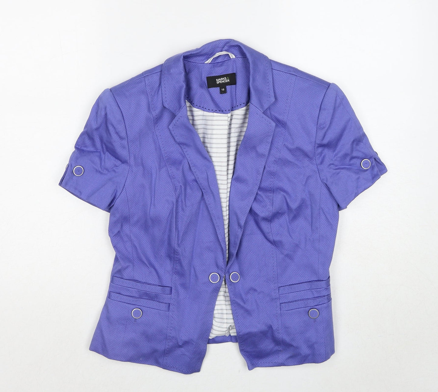 Marks & Spencer Womens Purple Jacket Blazer Size 12 Hook & Loop