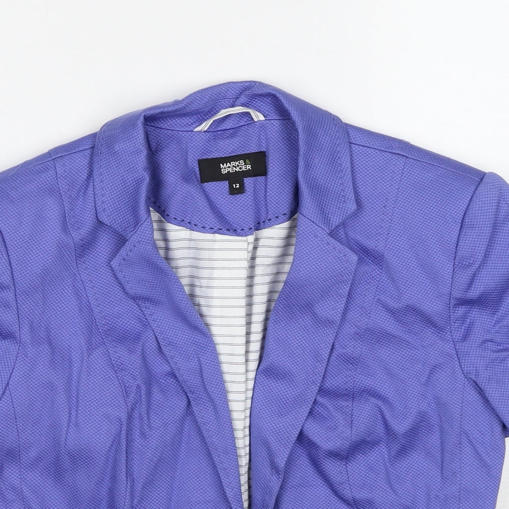 Marks & Spencer Womens Purple Jacket Blazer Size 12 Hook & Loop
