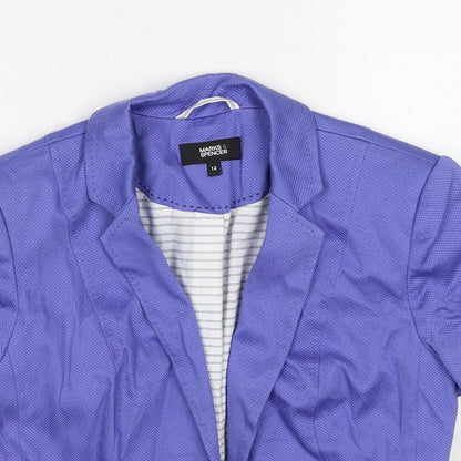 Marks & Spencer Womens Purple Jacket Blazer Size 12 Hook & Loop