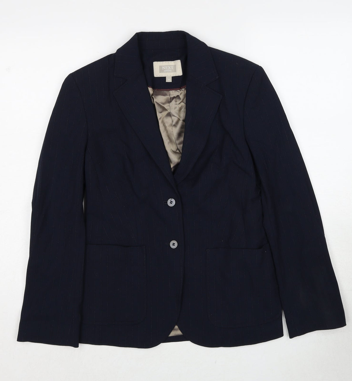 NEXT Womens Black Pinstripe Polyester Jacket Suit Jacket Size 10