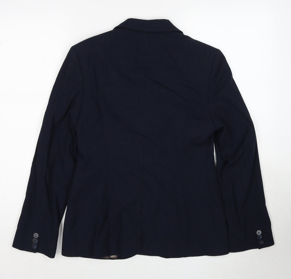 NEXT Womens Black Pinstripe Polyester Jacket Suit Jacket Size 10