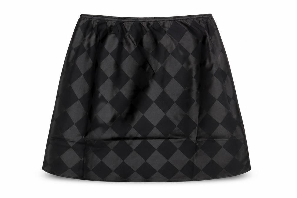 Lola May Womens Black Argyle/Diamond Polyester A-Line Skirt Size 8