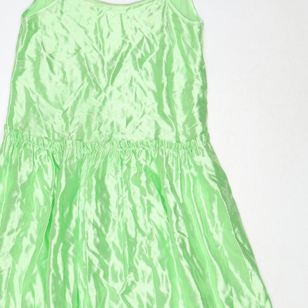 Extra AF Womens Green Viscose A-Line Size 10 Round Neck Pullover - Open Back