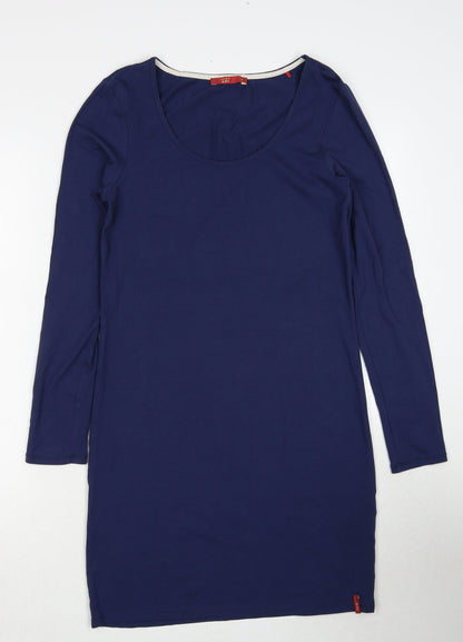 Additional front view of edc by Esprit women’s blue cotton shift, size UK 12, round neck pullover