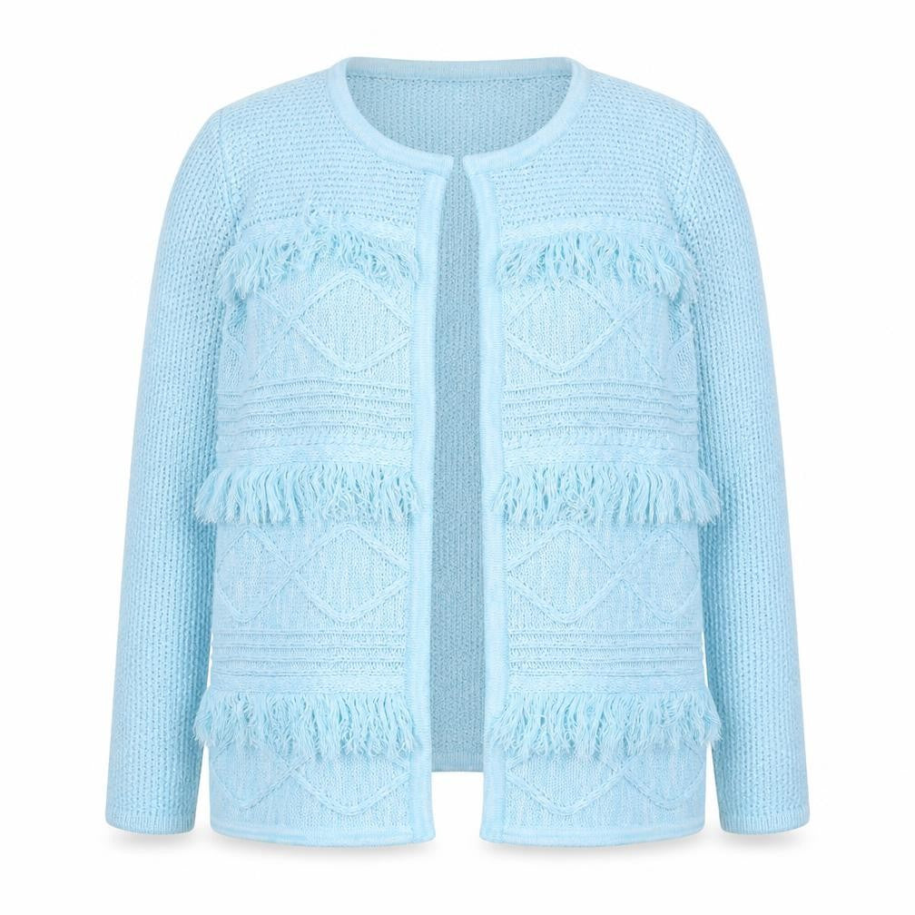 Afibel Womens Blue Round Neck Acrylic Cardigan Jumper Size 10 - Size 10-12