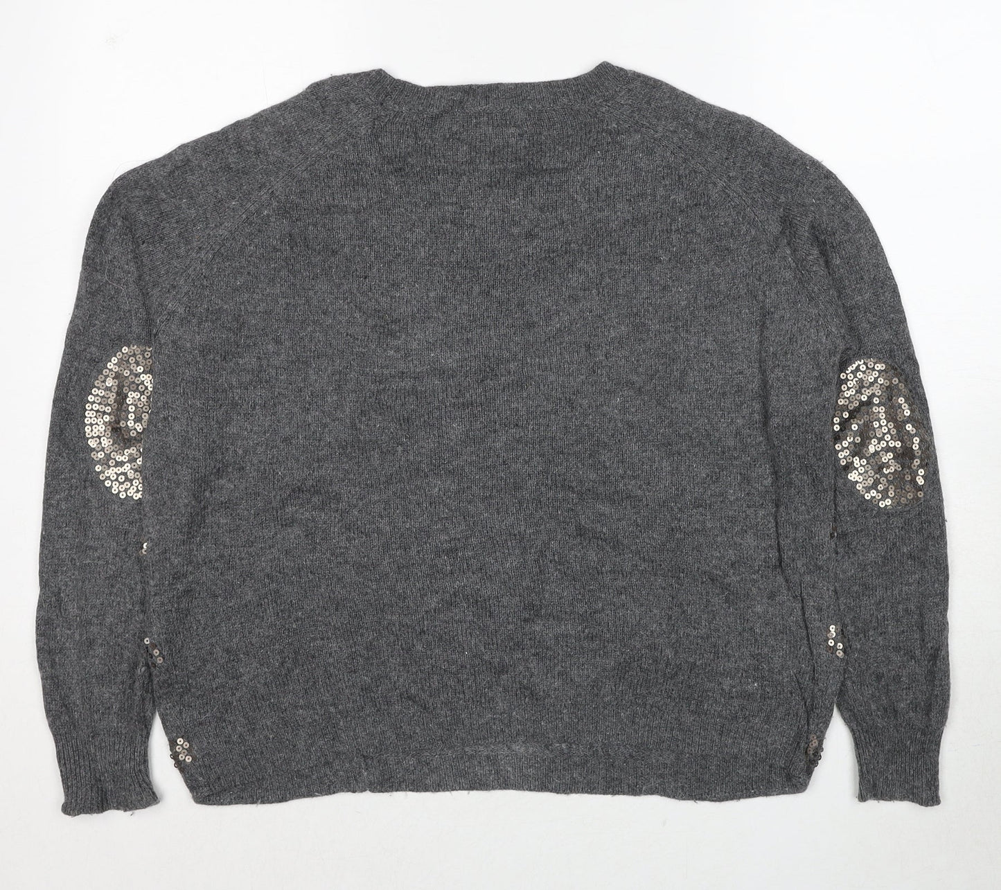 NEXT Womens Grey Round Neck Viscose Pullover Jumper Size 10
