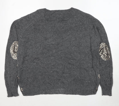 Next Womens Grey Round Neck Viscose Pullover Jumper Size 10