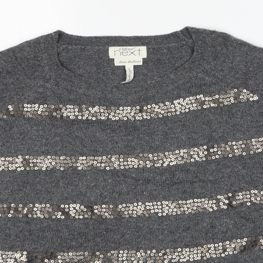 NEXT Womens Grey Round Neck Viscose Pullover Jumper Size 10