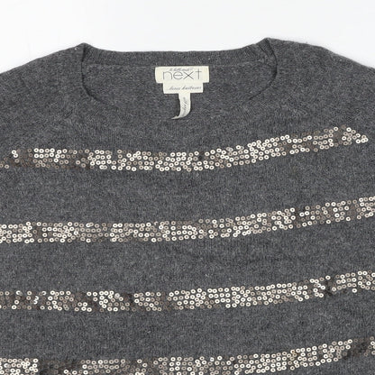Next Womens Grey Round Neck Viscose Pullover Jumper Size 10
