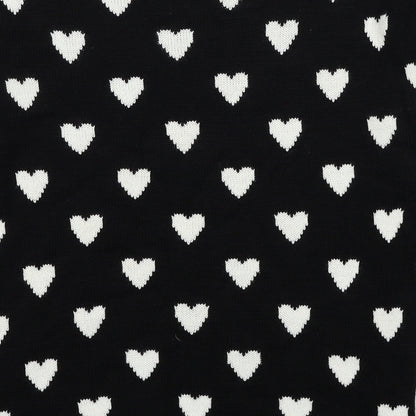 Quiz Womens Black Round Neck Geometric Acrylic Pullover Jumper Size S - Heart Pattern