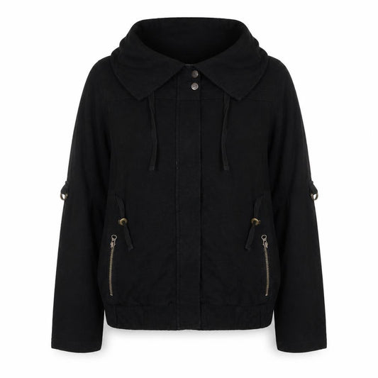 Next Womens Black Cotton Jacket Size 14 Zip