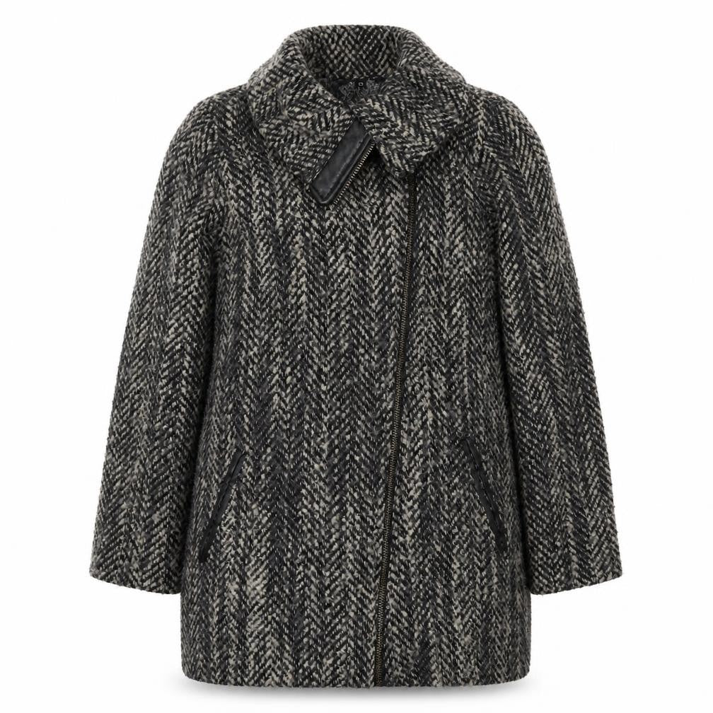 Label Lab Womens Grey Herringbone Overcoat Coat Size 16 Zip