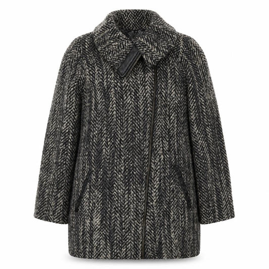 Label Lab Womens Grey Herringbone Overcoat Coat Size 16 Zip