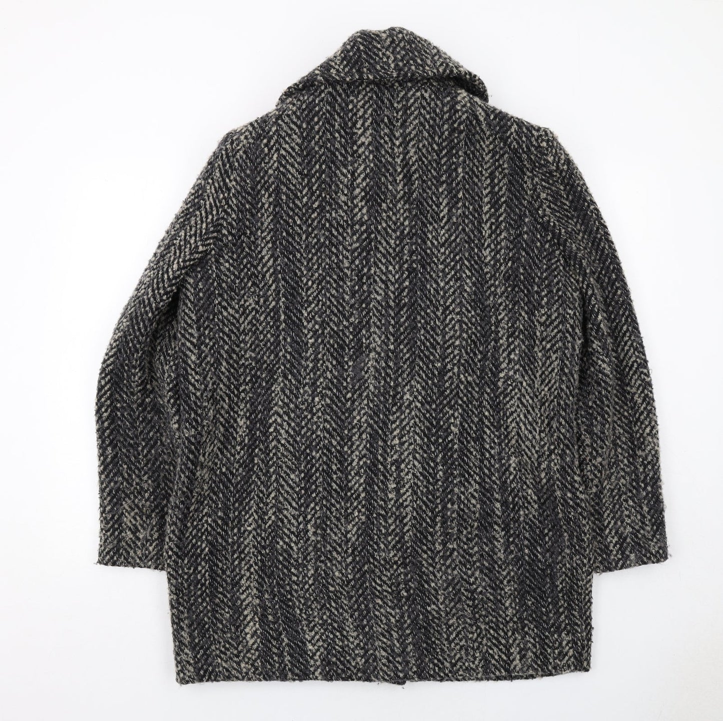 Label Lab Womens Grey Herringbone Overcoat Coat Size 16 Zip