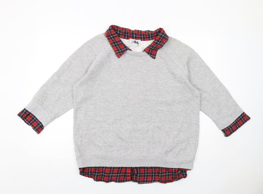 Metropolitan Womens Grey Cotton Pullover Sweatshirt Size L Pullover - Shirt Insert