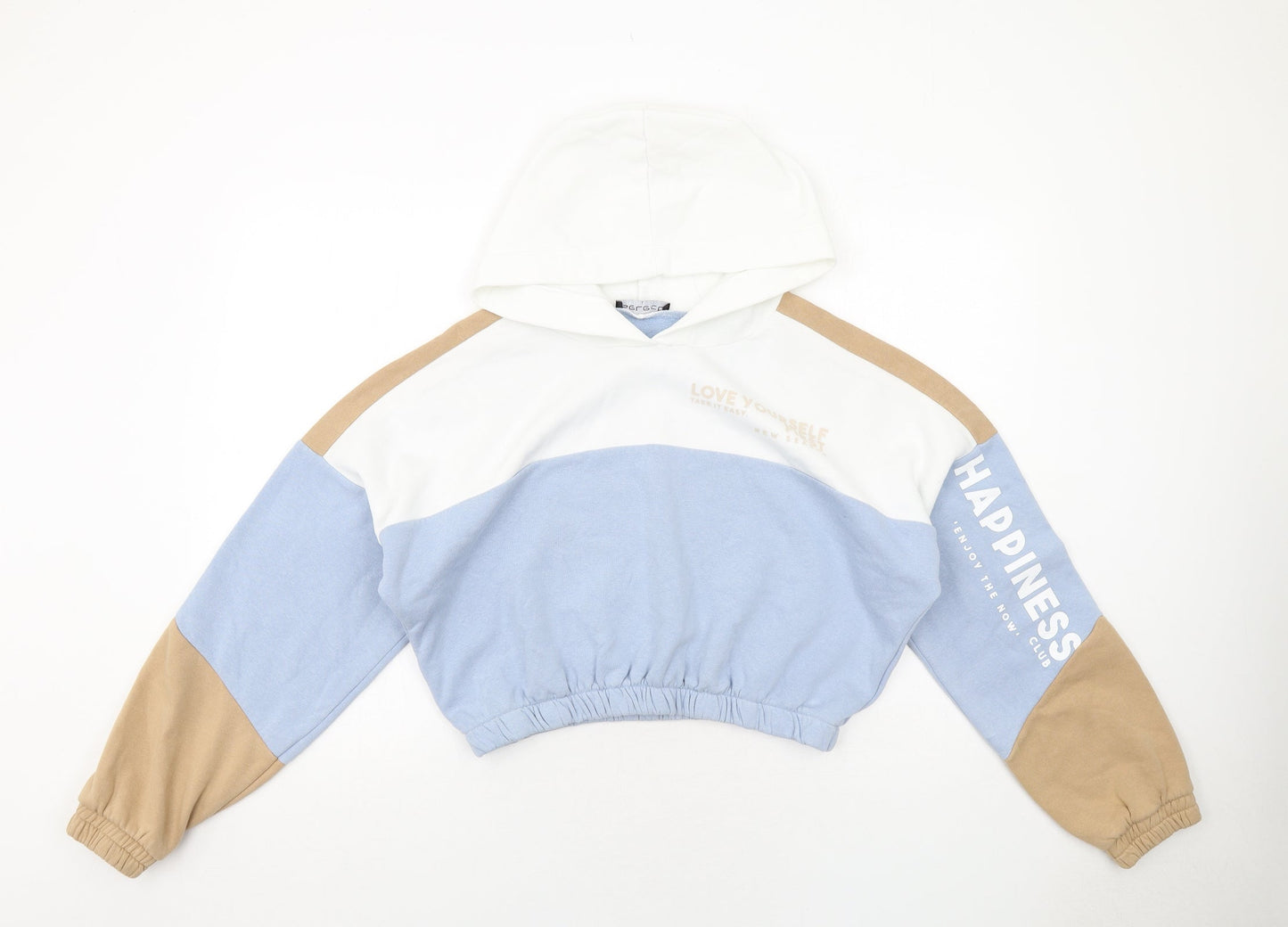 Select Womens Multicoloured Colourblock Cotton Pullover Hoodie Size L Pullover - Happiness