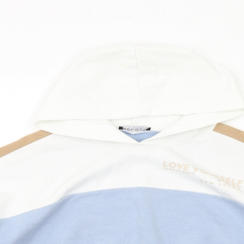 Select Womens Multicoloured Colourblock Cotton Pullover Hoodie Size L Pullover - Happiness