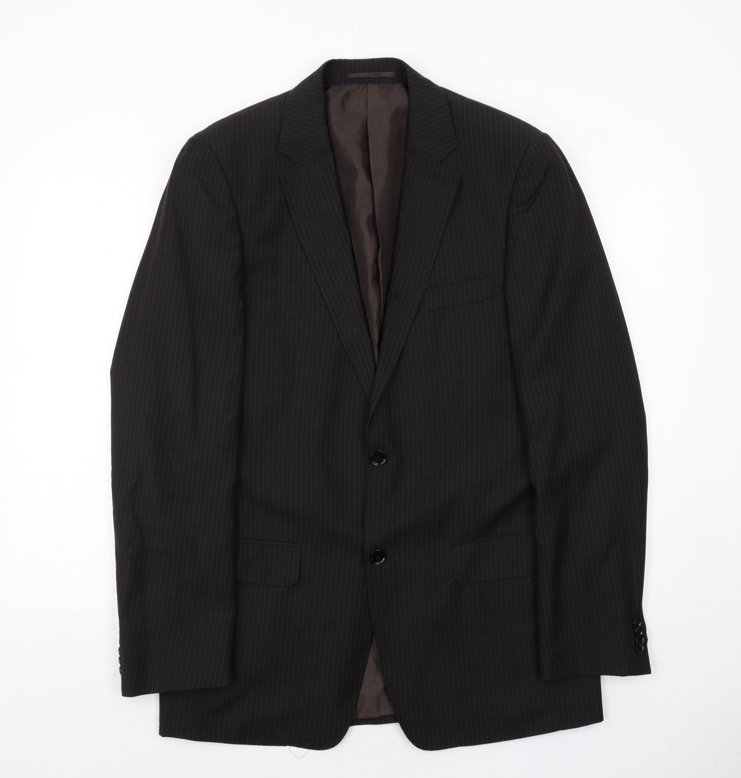 Butler and Webb Mens Black Striped Polyester Jacket Suit Jacket Size 38 Regular