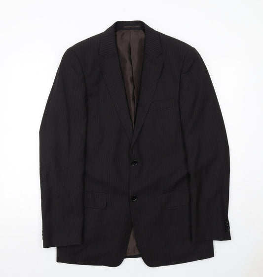 Butler and Webb Mens Black Striped Polyester Jacket Suit Jacket Size 38 Regular