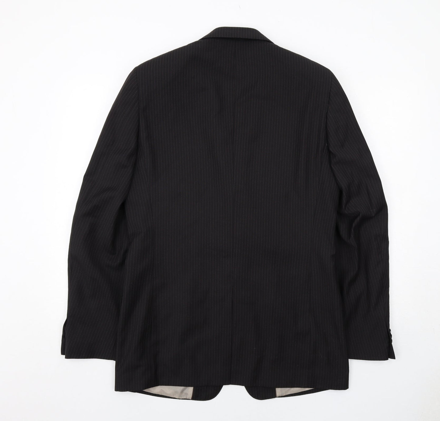 Butler and Webb Mens Black Striped Polyester Jacket Suit Jacket Size 38 Regular