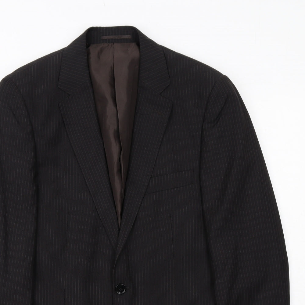 Butler and Webb Mens Black Striped Polyester Jacket Suit Jacket Size 38 Regular