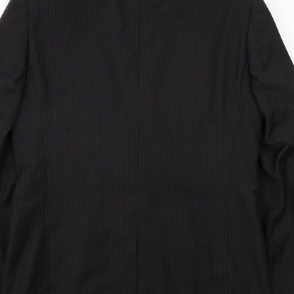 Butler & Webb Mens Black Striped Polyester Jacket Suit Jacket Size 38 Regular