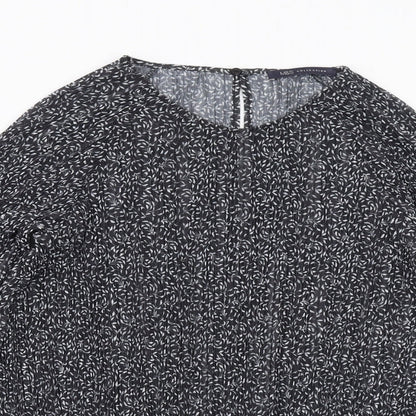 Marks & Spencer Womens Black Geometric Polyester Basic Blouse Size 10 Round Neck