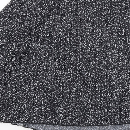 Marks & Spencer Womens Black Geometric Polyester Basic Blouse Size 10 Round Neck